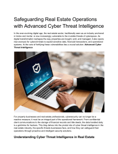 Cyber Threat Intelligence for Real Estate: Safeguarding Operations