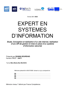 Mémoire Systèmes d'Information: Site Web, API, Sécurité