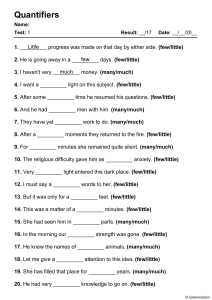 Quantifiers Worksheet: Few, Little, Many, Much Practice