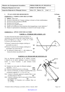 Probatoire Blanc Physique - Série C/E - Examen