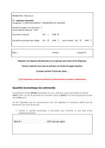 Examen Logistique Industrielle: FISE3, 2023