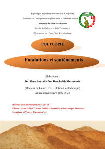 Fondations et Soutènements : Polycopié de Génie Civil