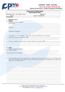 Examen Physique-Chimie 2e année CM-EM-MK