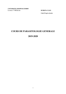 Cours de Parasitologie Générale - Université Joseph Ki-Zerbo