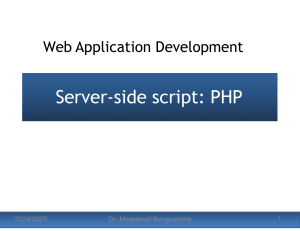 PHP Web Application Development: Server-Side Scripting