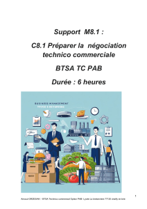Préparation Négociation Technico-Commerciale BTSA TC PAB