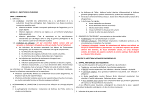 Infection en chirurgie : Généralités et infections localisées