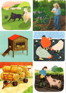 Illustration de la vie à la ferme pour enfants