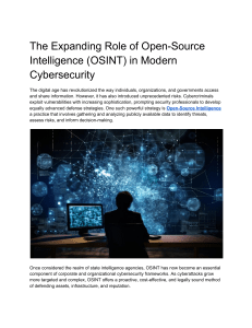 OSINT in Cybersecurity: Expanding Role & Benefits