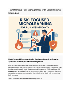 Risk Management with Microlearning Strategies