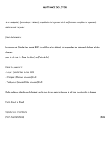 Modèle Quittance de Loyer à Compléter | Document Légal