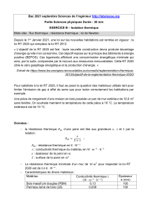Exercice Isolation Thermique - Sciences de l'Ingénieur
