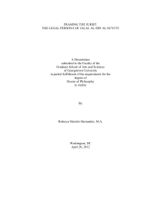 Al-Suyuti's Legal Persona: A Dissertation on Authority
