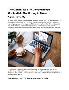 Compromised Credentials Monitoring: A Cybersecurity Imperative