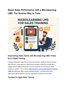 Microlearning LMS for Sales Training: Boost Performance