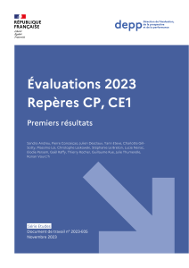 Évaluations CP, CE1 - Résultats 2023