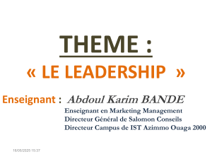 Présentation sur le leadership : Concepts, modèles et développement