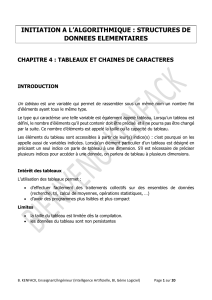 Algorithmique : Tableaux et Cha&icirc;nes de Caract&egrave;res