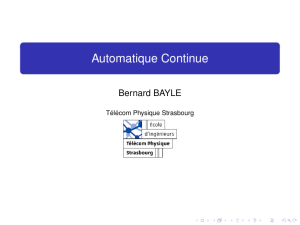 Automatique Continue : Modélisation et Analyse des Systèmes