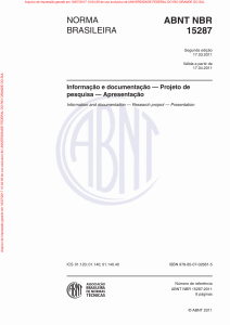 ABNT NBR 15287: Projeto de Pesquisa - Apresentação