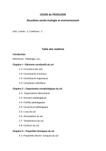 Cours de Pédologie : Formation, Propriétés et Classification des Sols