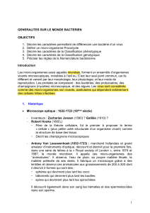 Bactériologie : Classification, Taxonomie et Nomenclature