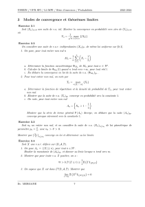 Exercices de Probabilit&eacute;s: Convergence et Th&eacute;or&egrave;mes Limites
