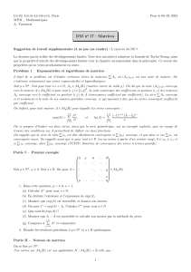 Matrices : Exponentielles et Logarithmes - Devoir Maison MP2I