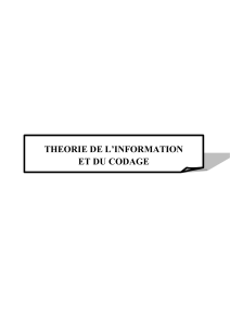 Théorie de l'information et du codage : Cours complet