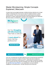 Master Microlearning: Concepts & MaxLearn Platform