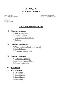 Tumeurs du foie : Cours DFGSM3 - UE10 Digestif