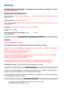 Rapport Angioplastie Coronaire : Suivi et Traitement