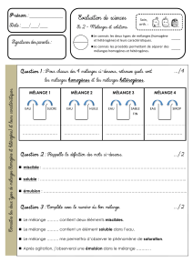 Évaluation Sciences : Mélanges et Solutions - Cycle 3