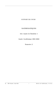 Support de cours: Mathématiques Bachelor 1 - Matrices, Polynômes