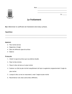 Frottement : Expérience de physique sur plan incliné