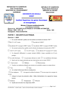 Sécurité Électrique et Systèmes Automatisés - Contrôle Continu