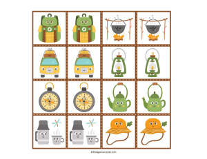 Jeu d'association sur le th&egrave;me du camping