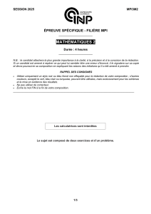 Examen Math&eacute;matiques 2 - Fili&egrave;re MPI