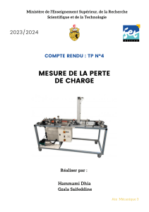 Compte Rendu TP : Mesure Perte de Charge