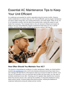 AC Maintenance Tips: Keep Your Unit Efficient