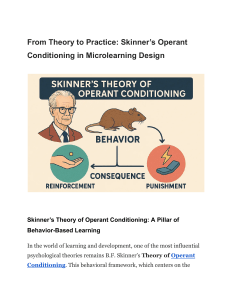 Skinner's Operant Conditioning in Microlearning Design