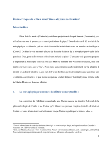 Critique de 'Dieu sans l'être' de Jean-Luc Marion