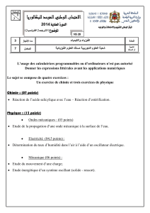 Examen de Chimie-Physique Baccalauréat