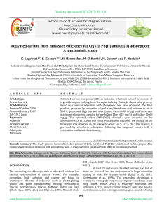 Molasses Activated Carbon for Heavy Metal Adsorption: A Study