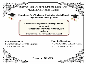Syntocinon et hémorragie du post-partum : mémoire de sage-femme