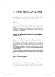 Introduction à la Biochimie : Concepts et Métabolisme