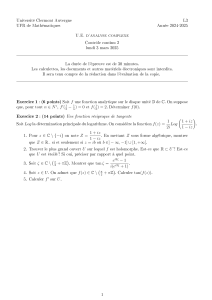 Contrôle Continu Analyse Complexe L3 - UCA