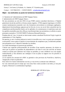 Lettre Motivation Technicien Biomédical - Sylas Berokazu Uzunga