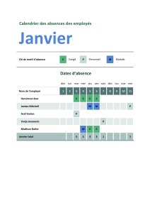 Calendrier des absences des employés