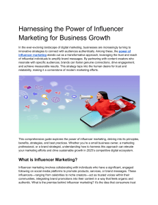 Harnessing the Power of Influencer Marketing for Business Growth